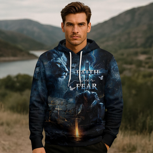 Faith Over Fear Inspirational Christian Graphic Hoodie, Sweatshirt, Zip Hoodie & T-shirt