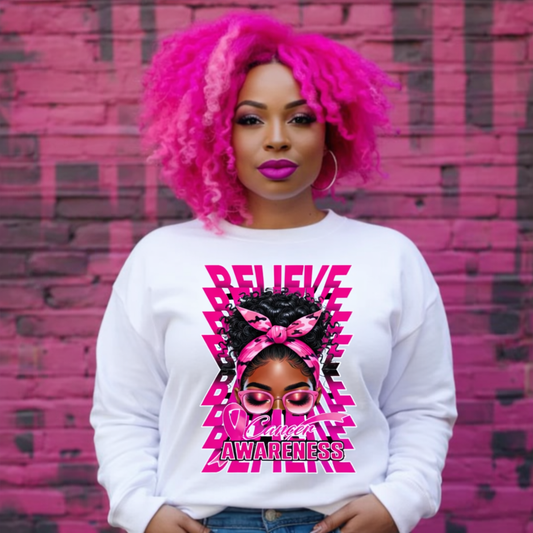 Believe Breast Cancer Awareness Graphic Sweatshirt, Hoodie, Zip Hoodie & T-shirt
