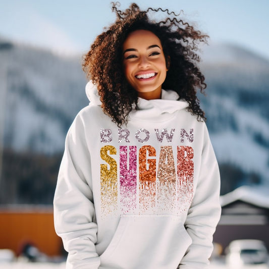 Brown Sugar Glitter Graphic Hoodie for Women, T-Shirt, Zip Hoodie & Sweatshirt