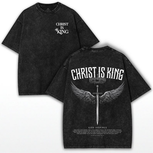 Christ Is King Vintage Washed Graphic T-Shirt, Sweatshirt, Zip Hoodie & Hoodie
