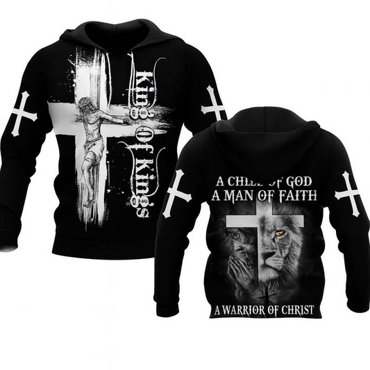 Jesus Is King Hoodie – Warrior of Christ Christian Faith Apparel, Zip Hoodie, Sweatshirt & T-shirt