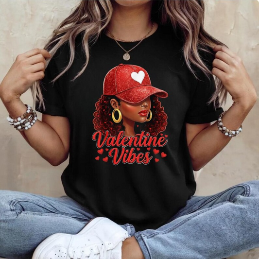 Valentine Vibes Black Girl Graphic T Shirt, Zip Hoodie, Hoodie & Sweatshirt